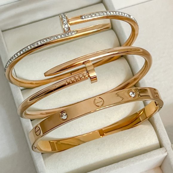 Rose Gold Bangle Bracelet For Girls and Women - Picture 3 of 13